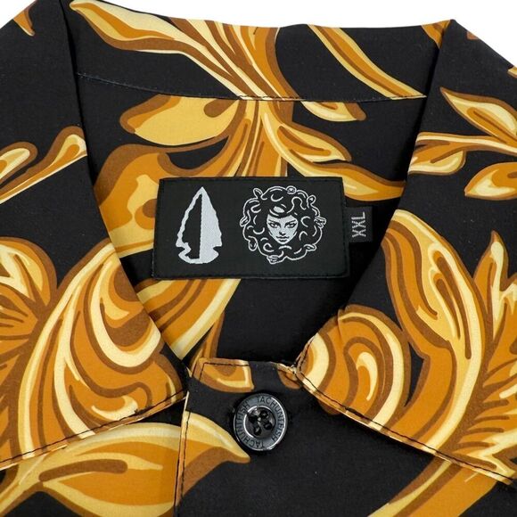 NEW Tachuntfish Men's The Mojito Baroque Floral Button Down Shirt Black/Gold XXL - Picture 6 of 8